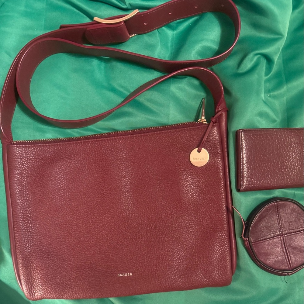 Skagen Deep Burgundy Crossbody Bag